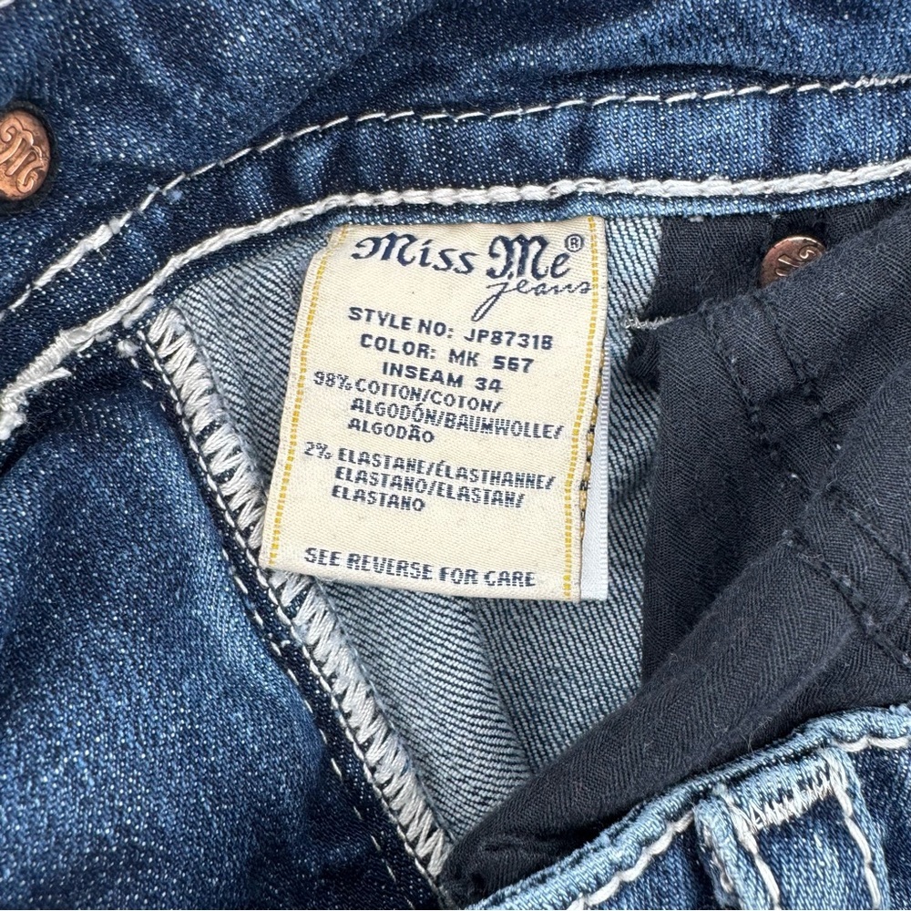 Vintage Y2k Miss Me Wilde Aztec Embroidered Diamond Mid-Rise Bootcut Jeans 31x34 - Picture 11 of 13